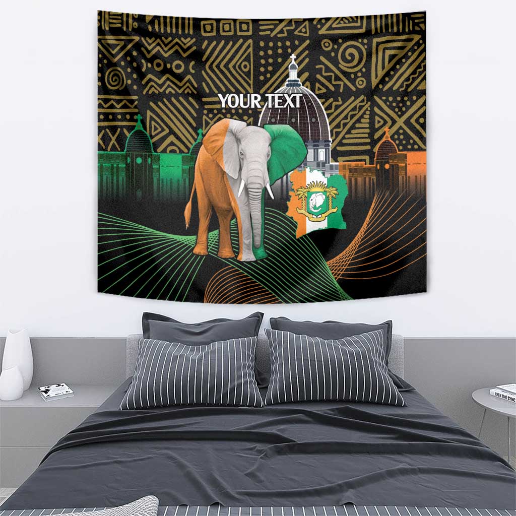 Personalized Cote dIvoire Independence Day Tapestry Ivory Coast Elephant African Pattern - Wonder Print Shop