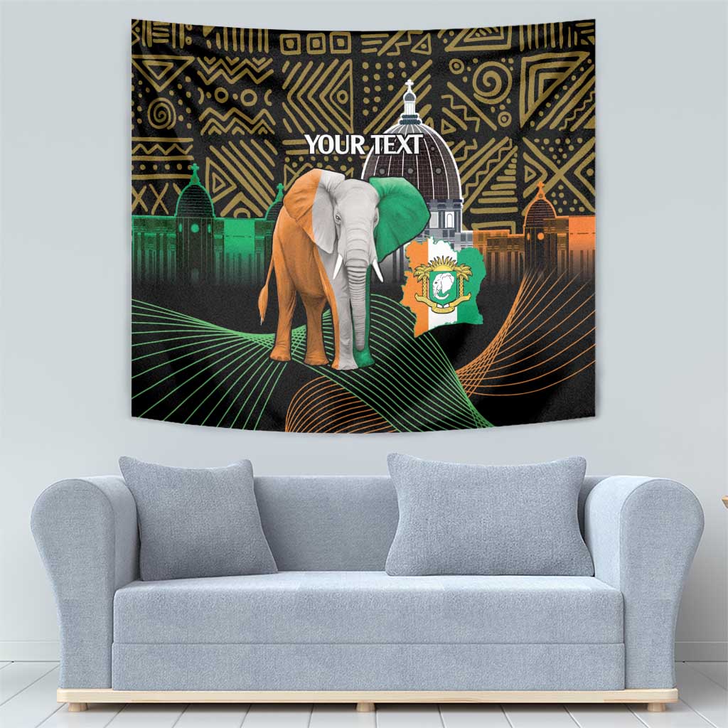 Personalized Cote dIvoire Independence Day Tapestry Ivory Coast Elephant African Pattern - Wonder Print Shop