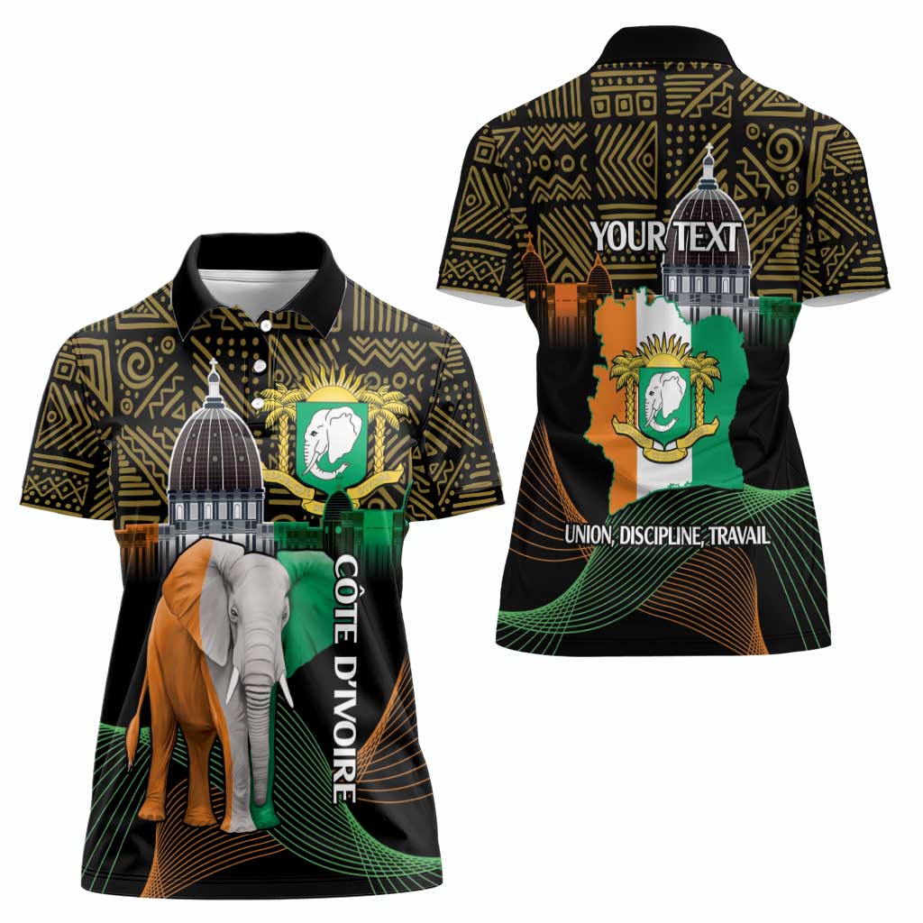 Personalized Cote dIvoire Independence Day Women Polo Shirt Ivory Coast Elephant African Pattern - Wonder Print Shop