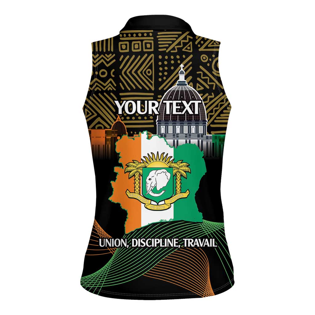 Personalized Cote dIvoire Independence Day Women Sleeveless Polo Shirt Ivory Coast Elephant African Pattern - Wonder Print Shop