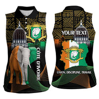Personalized Cote dIvoire Independence Day Women Sleeveless Polo Shirt Ivory Coast Elephant African Pattern - Wonder Print Shop