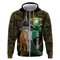 Personalized Cote dIvoire Independence Day Zip Hoodie Ivory Coast Elephant African Pattern - Wonder Print Shop