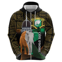 Personalized Cote dIvoire Independence Day Zip Hoodie Ivory Coast Elephant African Pattern - Wonder Print Shop