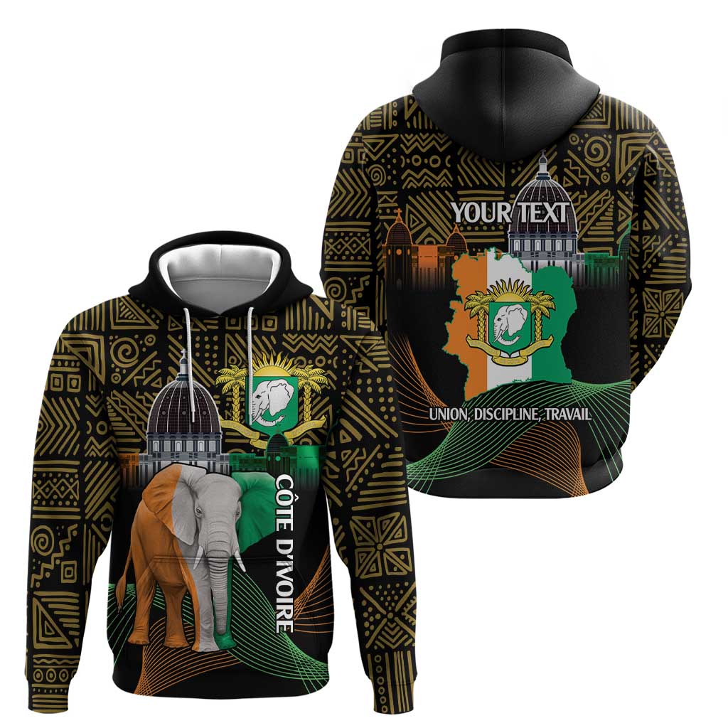 Personalized Cote dIvoire Independence Day Zip Hoodie Ivory Coast Elephant African Pattern - Wonder Print Shop