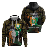 Personalized Cote dIvoire Independence Day Zip Hoodie Ivory Coast Elephant African Pattern - Wonder Print Shop