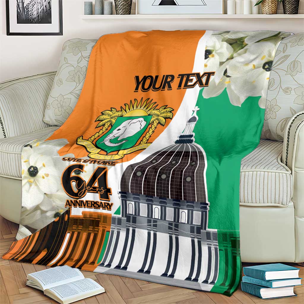 Personalized Ivory Coast Independence Day Blanket Ornithogalum Arabicum Happy 64 Years Anniversary