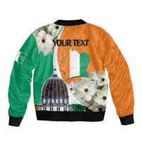 Personalized Ivory Coast Independence Day Bomber Jacket Ornithogalum Arabicum Happy 64 Years Anniversary - Wonder Print Shop