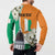 Personalized Ivory Coast Independence Day Button Sweatshirt Ornithogalum Arabicum Happy 64 Years Anniversary - Wonder Print Shop