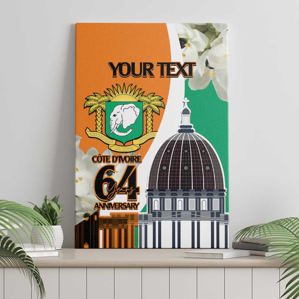 Personalized Ivory Coast Independence Day Canvas Wall Art Ornithogalum Arabicum Happy 64 Years Anniversary - Wonder Print Shop