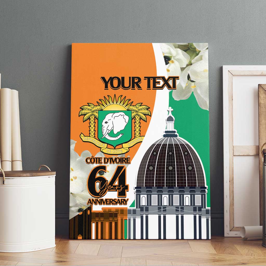 Personalized Ivory Coast Independence Day Canvas Wall Art Ornithogalum Arabicum Happy 64 Years Anniversary - Wonder Print Shop