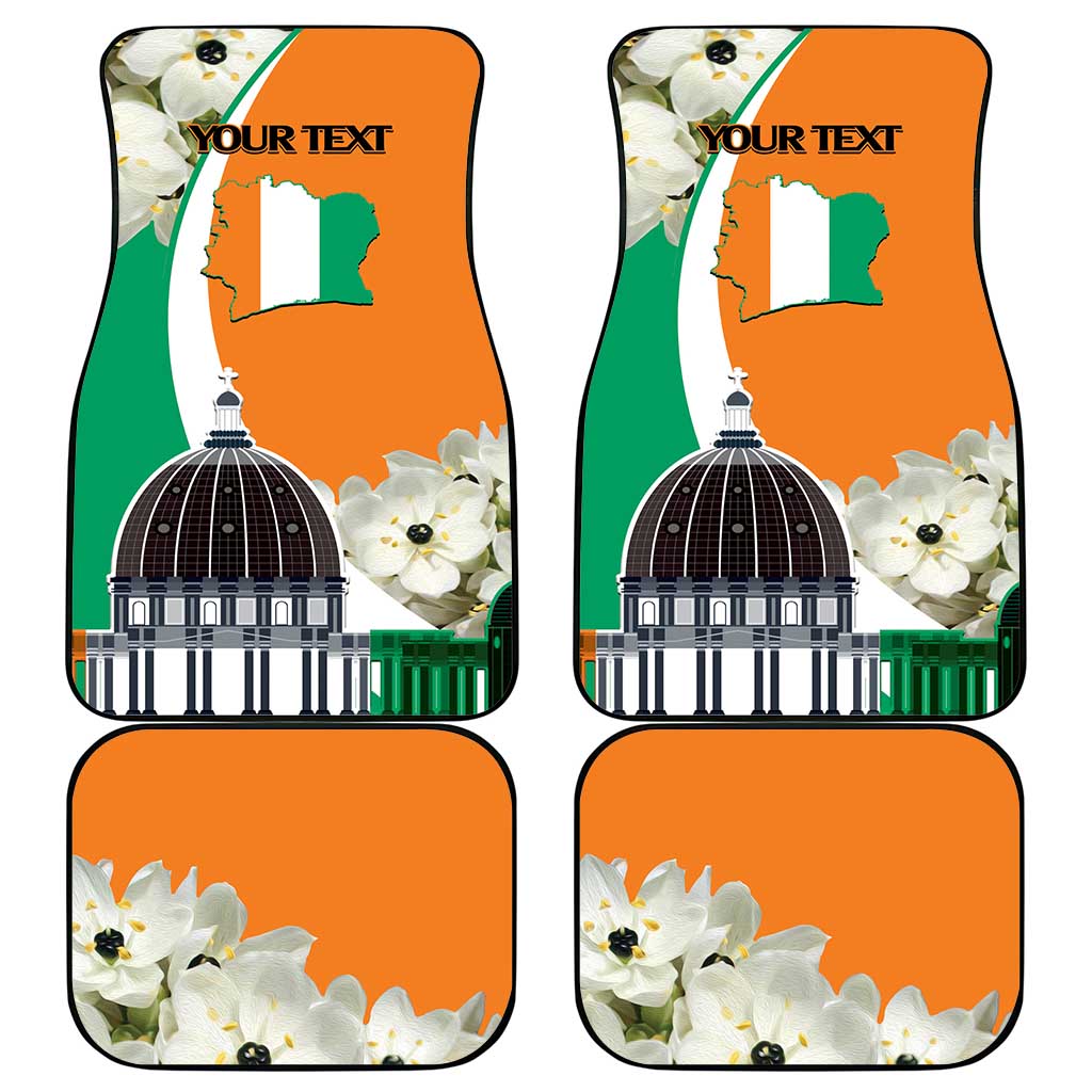 Personalized Ivory Coast Independence Day Car Mats Ornithogalum Arabicum Happy 64 Years Anniversary - Wonder Print Shop
