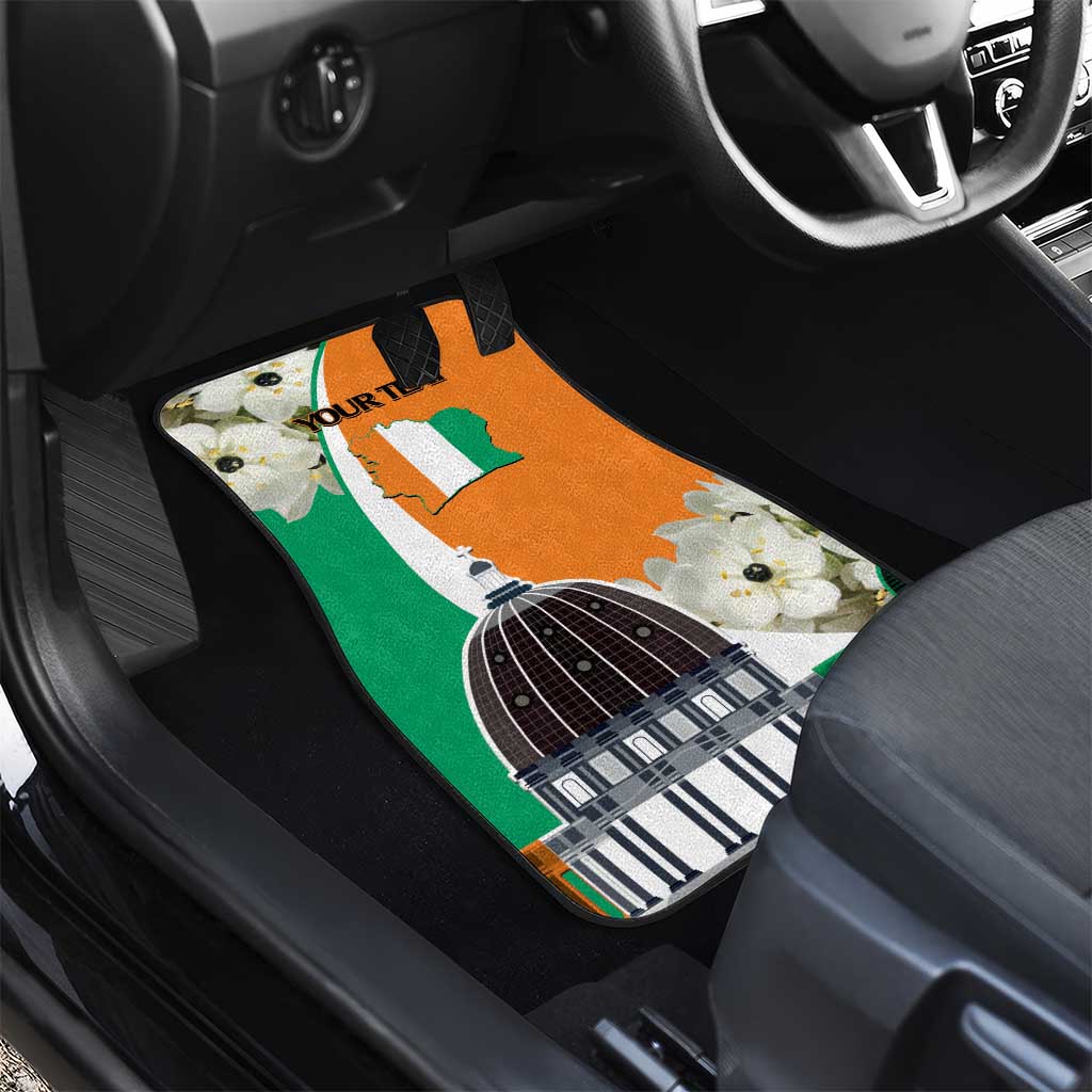 Personalized Ivory Coast Independence Day Car Mats Ornithogalum Arabicum Happy 64 Years Anniversary - Wonder Print Shop