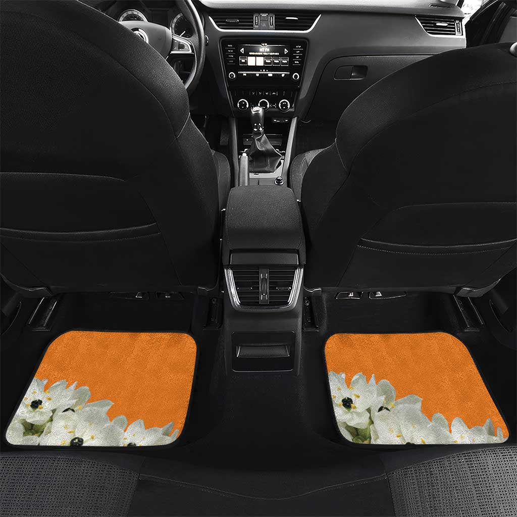 Personalized Ivory Coast Independence Day Car Mats Ornithogalum Arabicum Happy 64 Years Anniversary - Wonder Print Shop