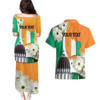 Personalized Ivory Coast Independence Day Couples Matching Puletasi and Hawaiian Shirt Ornithogalum Arabicum Happy 64 Years Anniversary - Wonder Print Shop