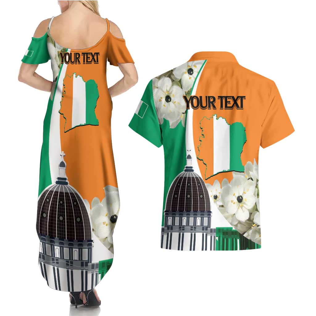 Personalized Ivory Coast Independence Day Couples Matching Summer Maxi Dress and Hawaiian Shirt Ornithogalum Arabicum Happy 64 Years Anniversary - Wonder Print Shop
