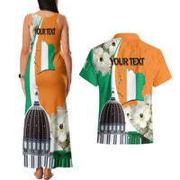 Personalized Ivory Coast Independence Day Couples Matching Tank Maxi Dress and Hawaiian Shirt Ornithogalum Arabicum Happy 64 Years Anniversary - Wonder Print Shop
