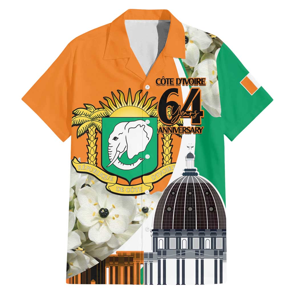 Personalized Ivory Coast Independence Day Family Matching Mermaid Dress and Hawaiian Shirt Ornithogalum Arabicum Happy 64 Years Anniversary - Wonder Print Shop