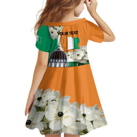 Personalized Ivory Coast Independence Day Family Matching Off The Shoulder Long Sleeve Dress and Hawaiian Shirt Ornithogalum Arabicum Happy 64 Years Anniversary - Wonder Print Shop