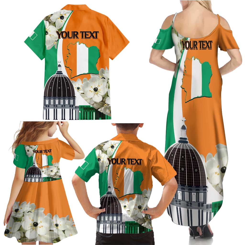 Personalized Ivory Coast Independence Day Family Matching Summer Maxi Dress and Hawaiian Shirt Ornithogalum Arabicum Happy 64 Years Anniversary - Wonder Print Shop