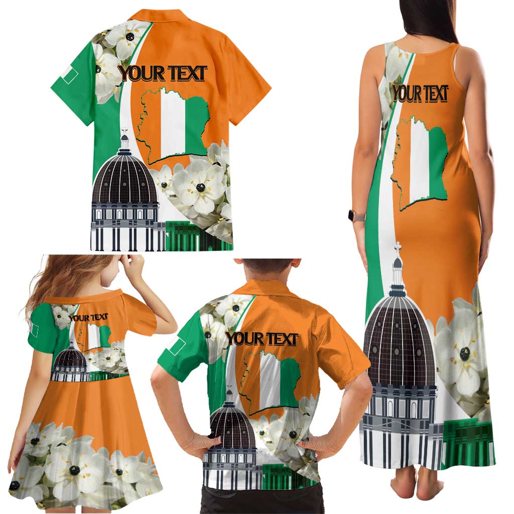 Personalized Ivory Coast Independence Day Family Matching Tank Maxi Dress and Hawaiian Shirt Ornithogalum Arabicum Happy 64 Years Anniversary - Wonder Print Shop
