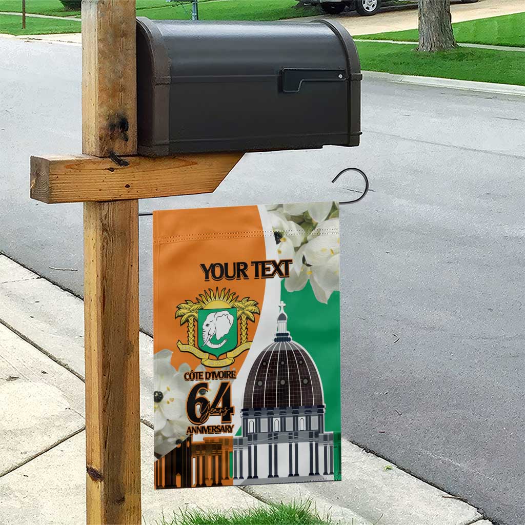 Personalized Ivory Coast Independence Day Garden Flag Ornithogalum Arabicum Happy 64 Years Anniversary - Wonder Print Shop