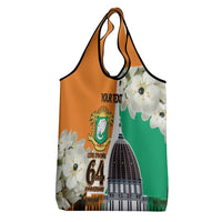 Personalized Ivory Coast Independence Day Grocery Bag Ornithogalum Arabicum Happy 64 Years Anniversary