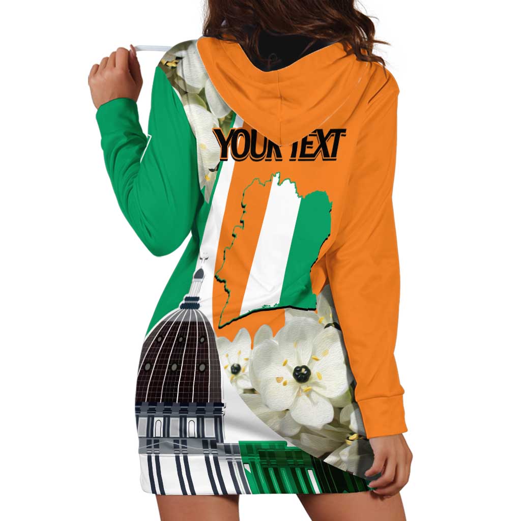 Personalized Ivory Coast Independence Day Hoodie Dress Ornithogalum Arabicum Happy 64 Years Anniversary - Wonder Print Shop