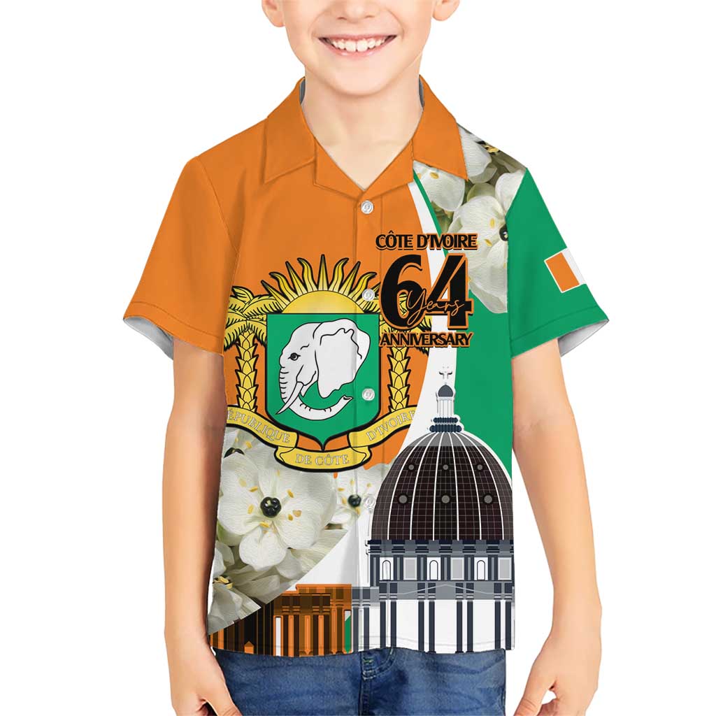 Personalized Ivory Coast Independence Day Kid Hawaiian Shirt Ornithogalum Arabicum Happy 64 Years Anniversary - Wonder Print Shop