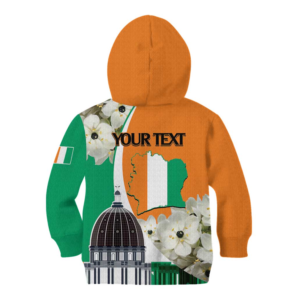 Personalized Ivory Coast Independence Day Kid Hoodie Ornithogalum Arabicum Happy 64 Years Anniversary - Wonder Print Shop