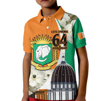 Personalized Ivory Coast Independence Day Kid Polo Shirt Ornithogalum Arabicum Happy 64 Years Anniversary - Wonder Print Shop