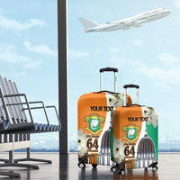 Personalized Ivory Coast Independence Day Luggage Cover Ornithogalum Arabicum Happy 64 Years Anniversary - Wonder Print Shop