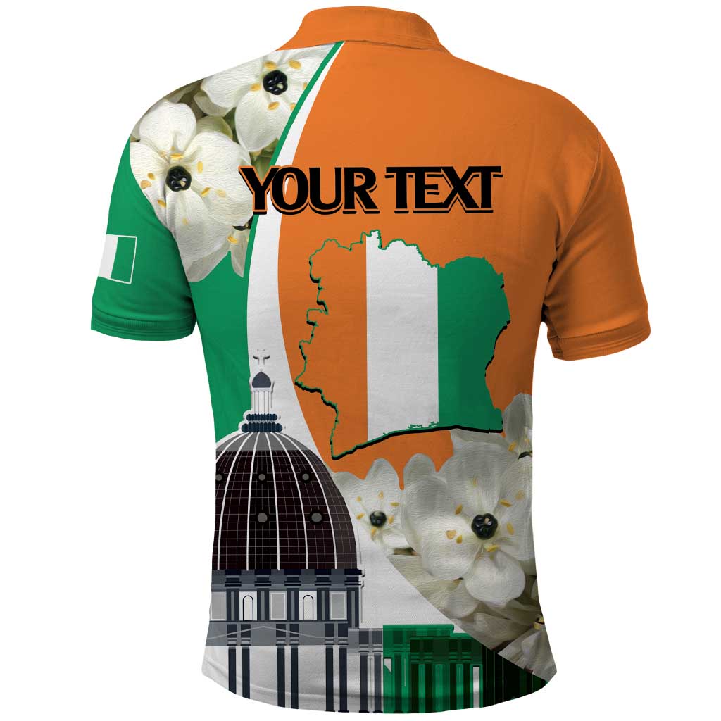 Personalized Ivory Coast Independence Day Polo Shirt Ornithogalum Arabicum Happy 64 Years Anniversary - Wonder Print Shop
