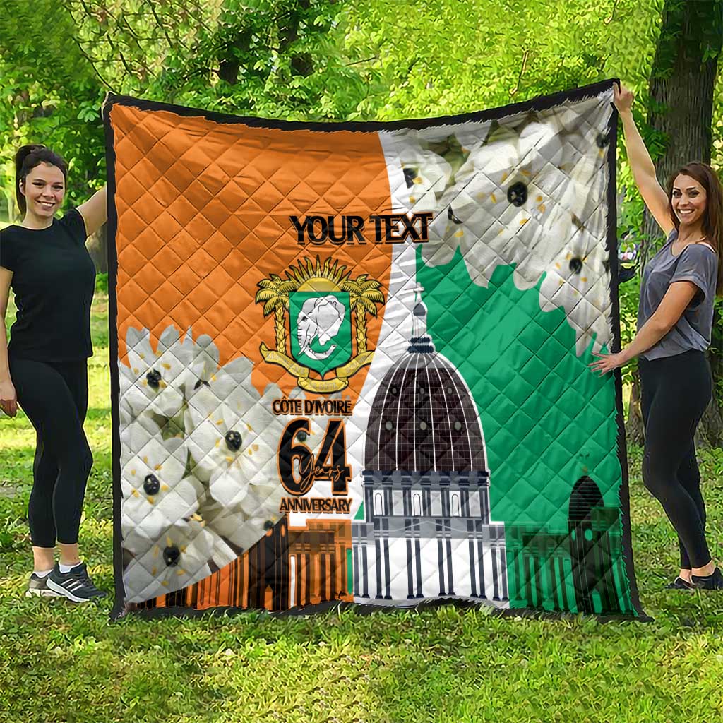 Personalized Ivory Coast Independence Day Quilt Ornithogalum Arabicum Happy 64 Years Anniversary - Wonder Print Shop