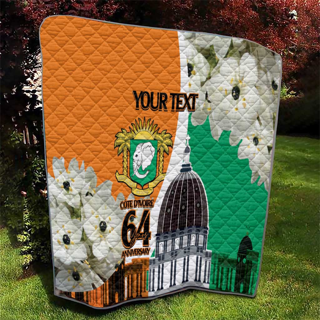 Personalized Ivory Coast Independence Day Quilt Ornithogalum Arabicum Happy 64 Years Anniversary - Wonder Print Shop