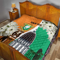 Personalized Ivory Coast Independence Day Quilt Ornithogalum Arabicum Happy 64 Years Anniversary - Wonder Print Shop