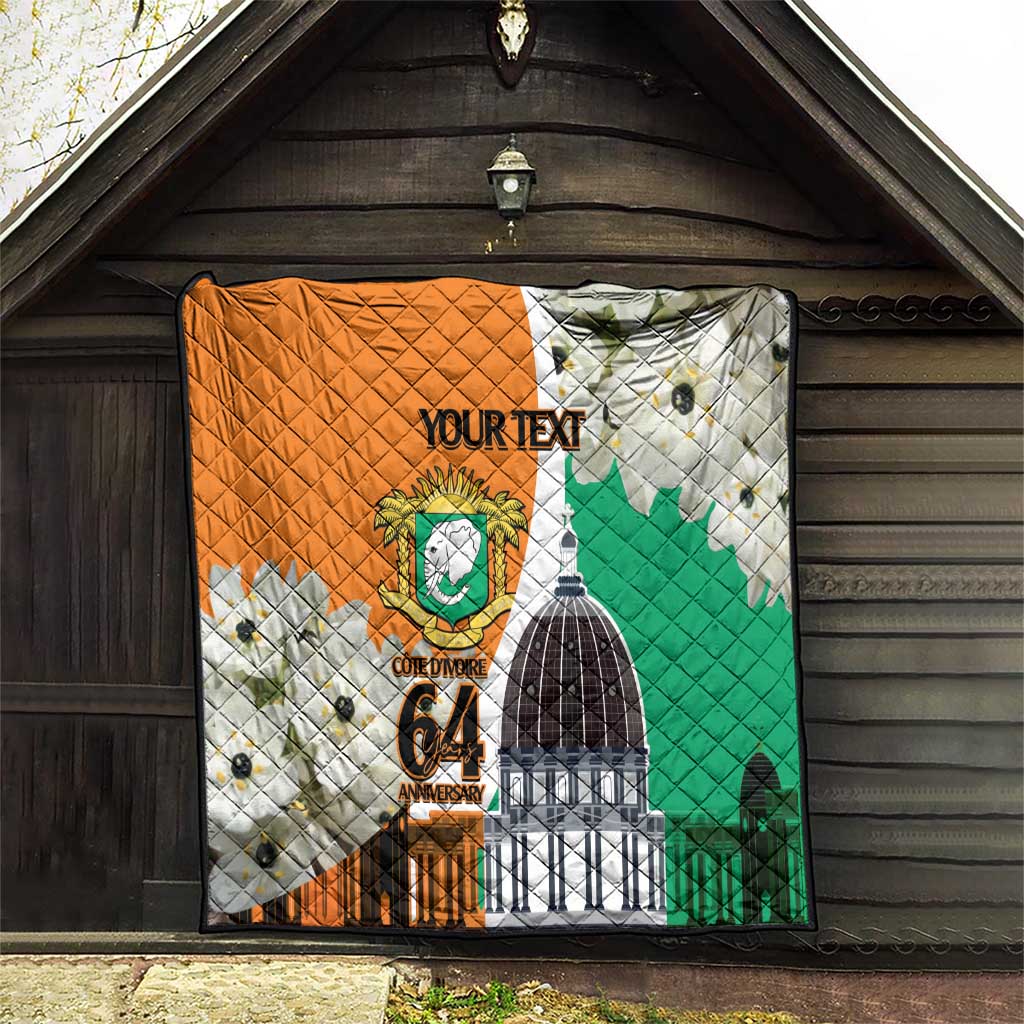 Personalized Ivory Coast Independence Day Quilt Ornithogalum Arabicum Happy 64 Years Anniversary - Wonder Print Shop