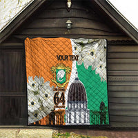 Personalized Ivory Coast Independence Day Quilt Ornithogalum Arabicum Happy 64 Years Anniversary - Wonder Print Shop