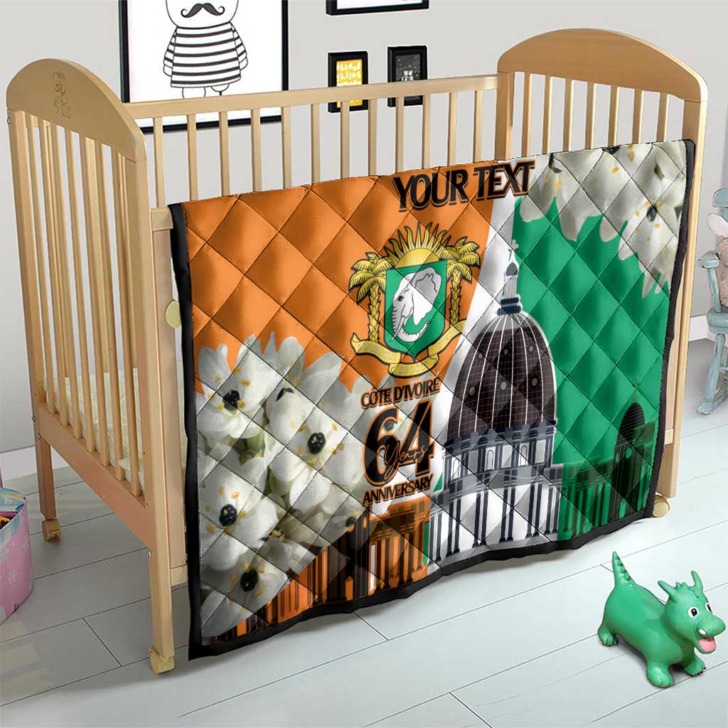 Personalized Ivory Coast Independence Day Quilt Ornithogalum Arabicum Happy 64 Years Anniversary - Wonder Print Shop
