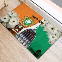 Personalized Ivory Coast Independence Day Rubber Doormat Ornithogalum Arabicum Happy 64 Years Anniversary - Wonder Print Shop