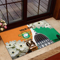 Personalized Ivory Coast Independence Day Rubber Doormat Ornithogalum Arabicum Happy 64 Years Anniversary - Wonder Print Shop
