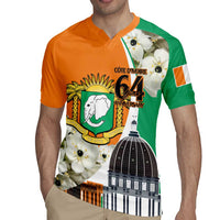 Personalized Ivory Coast Independence Day Rugby Jersey Ornithogalum Arabicum Happy 64 Years Anniversary - Wonder Print Shop