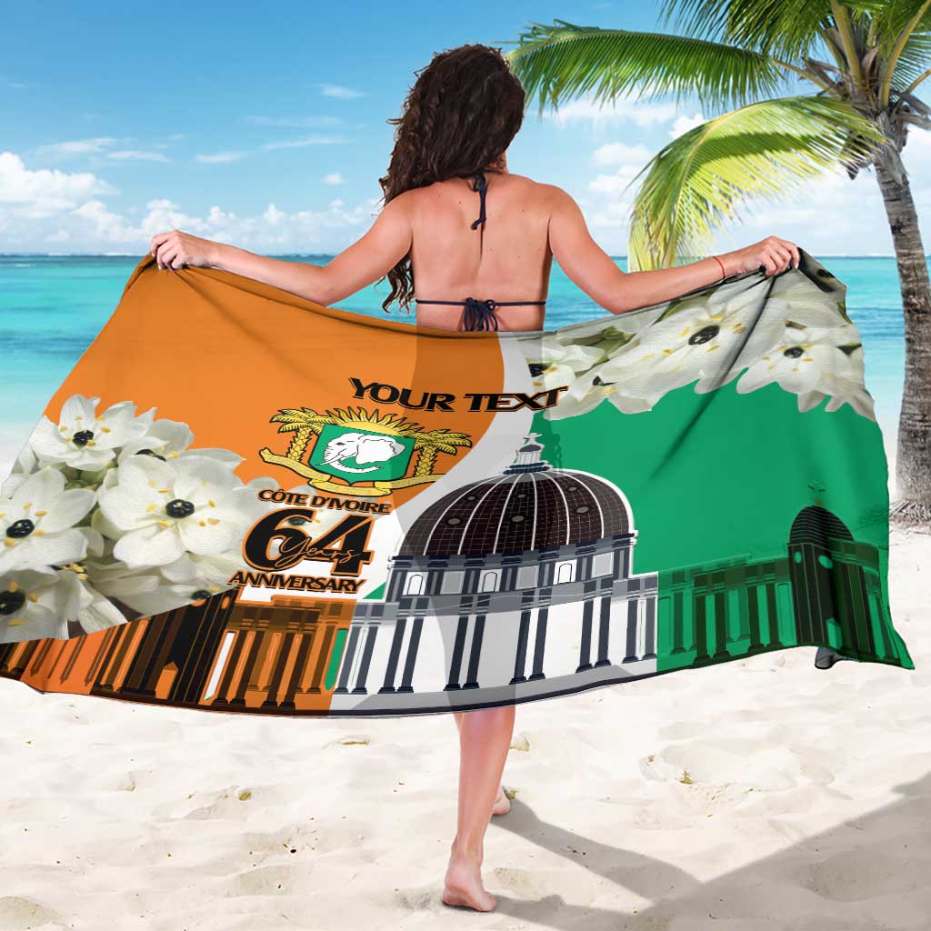 Personalized Ivory Coast Independence Day Sarong Ornithogalum Arabicum Happy 64 Years Anniversary - Wonder Print Shop