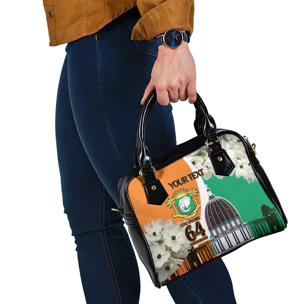 Personalized Ivory Coast Independence Day Shoulder Handbag Ornithogalum Arabicum Happy 64 Years Anniversary
