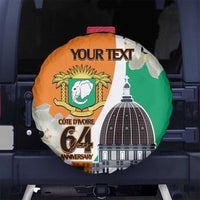 Personalized Ivory Coast Independence Day Spare Tire Cover Ornithogalum Arabicum Happy 64 Years Anniversary - Wonder Print Shop