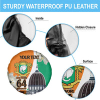 Personalized Ivory Coast Independence Day Spare Tire Cover Ornithogalum Arabicum Happy 64 Years Anniversary - Wonder Print Shop