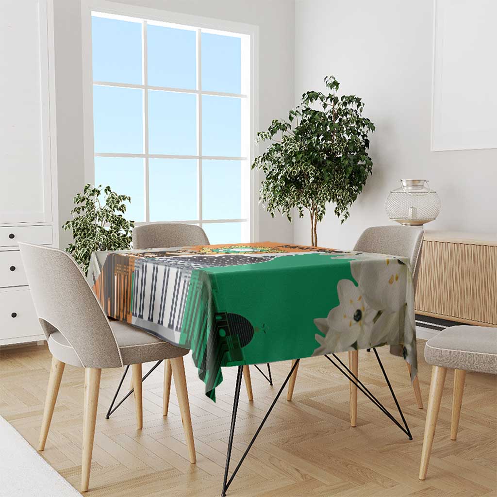 Personalized Ivory Coast Independence Day Tablecloth Ornithogalum Arabicum Happy 64 Years Anniversary - Wonder Print Shop