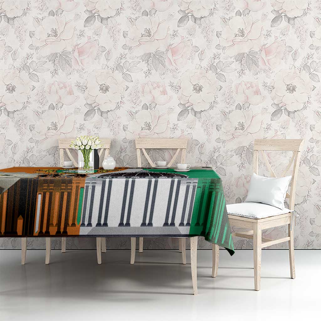 Personalized Ivory Coast Independence Day Tablecloth Ornithogalum Arabicum Happy 64 Years Anniversary - Wonder Print Shop