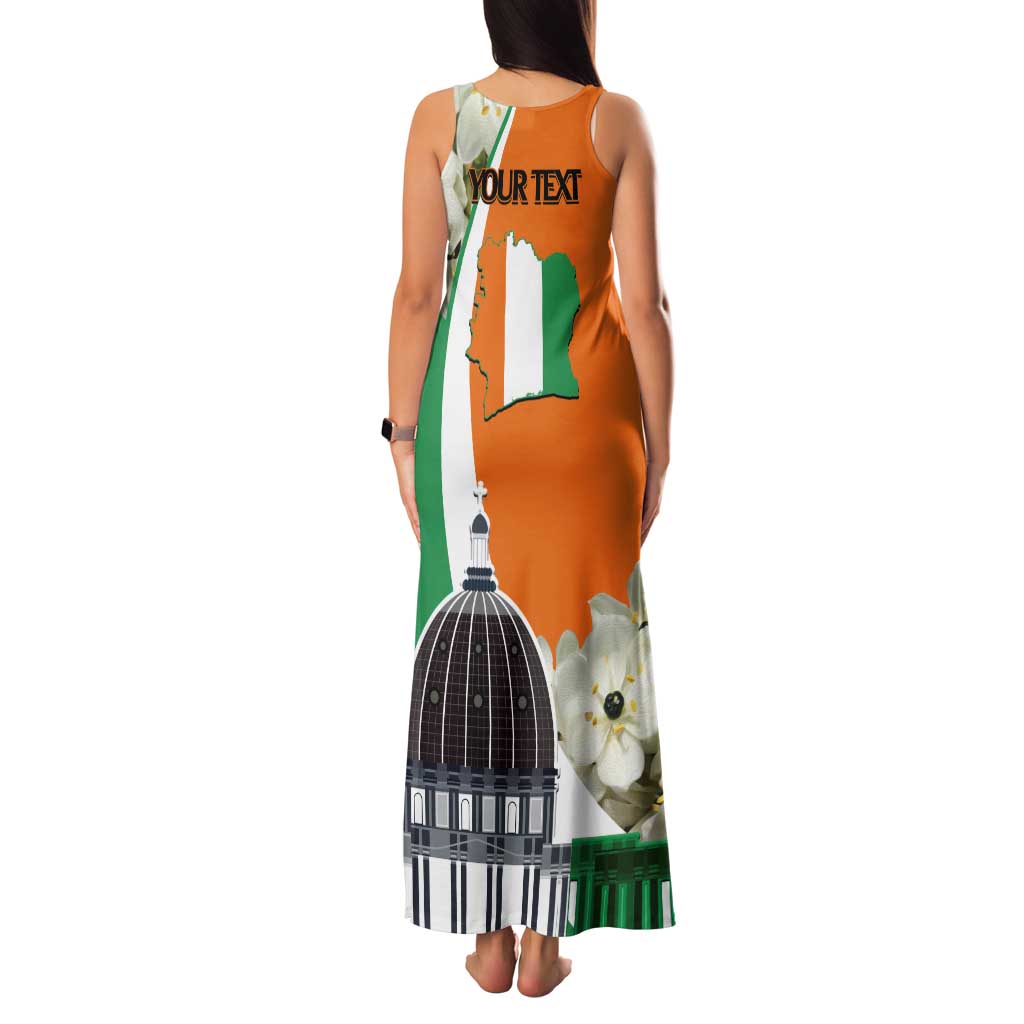 Personalized Ivory Coast Independence Day Tank Maxi Dress Ornithogalum Arabicum Happy 64 Years Anniversary - Wonder Print Shop