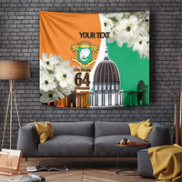 Personalized Ivory Coast Independence Day Tapestry Ornithogalum Arabicum Happy 64 Years Anniversary - Wonder Print Shop