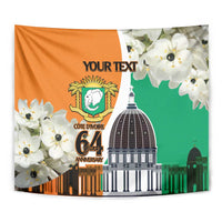 Personalized Ivory Coast Independence Day Tapestry Ornithogalum Arabicum Happy 64 Years Anniversary - Wonder Print Shop